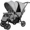 GYMAX Passeggino Gemellare Doppio/Fratelli di Età Diverse, Pieghevole Leggero, Tendalino/Schienale Regolabili, Portata di 15kg+15kg (Grigio, Verticale)