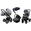 BabyLux® Bambini Passeggino Completo Set 4 in 1 - Sky Lark - incl. Navicella, Canna, Seggiolino Auto, ISOFIX Base - Carrozzina Neonati Sistema Combinato - con Borsa fasciatoio ecc.