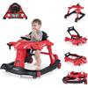 COSTWAY 6 in 1 Girello per Bambini, Girello Pieghevole con Altezza e Velocità Regolabili a 3 Livelli, Vassoio, Musica, Ruote, Luci, Giocattoli Evolutivi per Bambini 6-18 Mesi (Rosso)