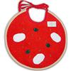 Zigozago - Bavaglino ricamato in Spugna di Cotone a forma di Pizza Margherita | Fatto a Mano | Personalizzabile con Nome | Chiusura: Laccetti | Misura: 20 x 20 cm | Colore: Rosso