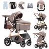 Lnhcrbs Passeggino Trio,Passeggino Leggero è Dotato di Un Maniglione Regolabile in Altezza,Passeggino Reversibile è Dotato Anche di Seggiolino Auto, Zanzariera e Borsa Per La Mamma, Portabicchieri
