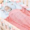 Surwin Coperta Bimbo in Maglia per Bambino, Surwin Baby Copertina Neonato Multiuso in Cotone Biologico per Carrozzina Culla Lettino Passeggino (Rosa,100x80cm)