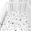 Odot Lenzuolo con angoli Lenzuola Carrozzina Neonato, Alpaca Stampa Bambino Cotone Coprimaterasso, Lenzuola per Culla Babybay (Bianco,80x160 cm)