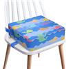 Chickwin Cuscino Rialzo Sedia per Bambini, Cartone Animato Stampa Cuscino Alzasedia con Cinghie Regolabile Lavabile Smontabile Cuscino Seduta per Sedia da Pranzo (32x32x8cm,balena Blu)