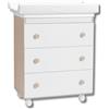 PALLA PALLINA Fasciatoio Cassettiera Salvaspazio 3 Cassettoni Removibili Con Vaschetta Bagnetto Neonato E Materassino Fasciatoio Neonato Anticaduta 80x97X44 CM PRODOTTO IN ITALIA (basic sabbia)
