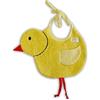 Zigozago - Bavaglino in spugna di cotone ricamata a forma di Pulcino | Fatto a mano con tessuto Italiano | Chiusura: Laccetti | Personalizzabile con Nome | Misura: 20 x 25 cm | Colore: Giallo