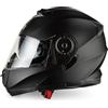 CRUIZER Casco Moto Scooter Modulare nero Opaco Doppia Visiera Trasparente Sole (M)