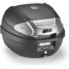 GIVI Bauletto 30lt Baule goffrato Nero con catadiottri fumé, piastra e kit universale, chiusura Micro 2 (Nero Tech)
