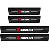 RIDGOEL 4 Pezzi Battitacco per Auto per Suzuki S-Cross SX4 Swift Jimny Alto Grand Vitara Ignis Samurai, Protezione Battitacco per Auto Soglia Porta In Fibra Di Carboni (Rosso)