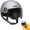 Sucritude Casco Monopattino Elettrico Adulti, Casco Motociclista, Mezzo Casco Vintage Con Visiera, Casco Scooter All Seasons Con Visiera, Casco Da Moto Per Uomo E Donna Per Cruiser, Vintage Per Adulti