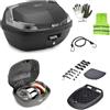 CLICK&GO COMPATIBILE CON APRILIA SRV 850 VALIGIA B47NTML 47 LITRI BAULETTO PER MOTO SCOOTER BLADE TECH NERO BAULE+PIASTRA+KIT ATTACCO AL PORTAPACCHI POSTERIORE