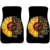 Biyejit - Set di 2 tappetini decorativi per auto, motivo girasole, per sedili anteriori, con retro in gomma resistente, misura universale