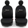 Rebeca Shop Coprisedili Anteriori in Policotone, Set 6 Pezzi con Ricamo Centrale, Compatible con 500, Made in Italy (nero)