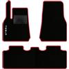 QUEMAR Tappetini Auto compatibili con Tesla Model Y dal 2020 anche Juniper/Kit Tappeti Moquette e Gomma su Misura (Set 2 Anter.+1 Poster.)/ Ricami e Colori Personalizzati (Bordo Rosso, 1 Ricamo)