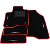 Generico Tappetini compatibili con Fiat Panda 2012-2025, ricamo bandiera Italia, kit tappetini auto personalizzati, set tappeti in moquette, bordo rosso.