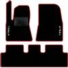 QUEMAR Tappetini Auto compatibili con Tesla Model 3 dal 2017 anche Highland/Kit Tappeti Moquette e Gomma su Misura (Set 2 Anter.+1 Poster.)/Ricami e Colori Personalizzati (Bordo Rosso, 2 Ricami)