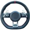 DHDYJSA Veicolo Volante Copri Per VW Per Golf 7 Per GTI Per R Per MK7 Per Polo Per Scirocco Coprivolante Antiscivolo Nero Auto Auto Coprivolante(Red Thread)