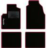 QUEMAR Tappetini Auto compatibili con Panda II 2003-2011 / Kit Tappeti in Moquette e Gomma su Misura (Set 2 Anteriori + 2 Posteriori) / Ricami e Colori Personalizzati (1 Ricamo, Bordo Fucsia)
