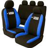 Susy Shop Coprisedili Auto Compatibili Per Panda Con Sedili Posteriori Divisi 1/3, Con Logo Ricamato, Fodere Auto Made In Italy (Nero - Blu Royal)