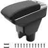 KAERGK Bracciolo Auto Compatibile con KIA STONIC Picanto | Vano Portaoggetti a Due livelli, Facile da Montare, Bracciolo Regolabile per Auto, Pelle PU, Linea Nera