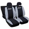 Lupex Shop Coprisedili auto compatibili con 600 Seicento, Nero/Grigio chiaro, Made in Italy, tessuto poliestere, set sedili completi anteriori e posteriori