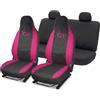 Auto Accessori Lupex Coprisedili Compatibili per Citroen C1 2005-2022 | Kit completo, Made In Italy, Copri poggiatesta anteriori integrato, Policotone, Nero Fucsia
