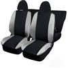 Rebeca Shop® Coprisedili Auto Compatibili con Seicento 600, Made In Italy, Tessuto Policotone 210 Grammi MQ, Logo Auto Ricamato, Anteriori e Posteriori set completo (Nero/Grigio chiaro, Senza Logo)
