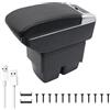 KAERGK Braccioli auto per Ford Fiesta 2009-2017 Console centrali per auto Doppio spazio con portabevande 7 porte USB, scatola per utilità posteriore, facile da montare (linea nera)