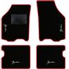 QUEMAR Tappetini Auto compatibili con Lancia Ypsilon 3 porte 2003-2011/ Kit Tappeti Moquette e Gomma su Misura (Set 2 Anteriori + 2 Poster.)/ Ricami e Colori Personalizzati (Bordo Rosso, 4 Ricami)