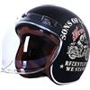 ZGFHTY Casco Moto Jet retrò Casco Moto Vintage Open Face Modello Approvato ECE Casco 3/4 per Uomini e Donne Visiera Nascosta Tesa Multicolore Ciclomotore Scooter Cruiser 15,L(55-58CM)
