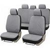 Auto Accessori Lupex Set 9 Pezzi Coprisedili Auto Universali Made in Italy, Tessuto Poliestere, Fodere Protettive Anteriori e Posteriori con Zip per Sedili anche Frazionabili, Grigio Chiaro