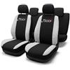 Lupex Shop Copri-sedili Auto Compatibili 500L Nero Bianco | Set Copri-Sedile Anteriori e Posteriori | Logo Ricamato | Airbag Compatibile | Accessori Auto Interno