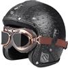 EBAYIN Casco vintage retrò Scooter Casco jet ciclomotore Casco mezzo casco in pelle 3/4 con visiera Casco aperto per uomo e donna Certificazione DOT ECE,L-M=(57~58cm)