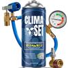Clima Set ClimaSet Refrigerante di ricambio R134a 170 g per climatizzatore auto con tubo gas e manometri condizionatori e adattatore - kit ricarica clima auto - refrigerante R134a - ECO