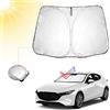 BIBIBO Parasole per auto con protezione UV compatibile con Mazda 3 Sedan 2019-2024, parasole per parabrezza, Mazda 3 Sedan protezione dal calore auto contro i raggi UV