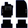 QUEMAR Tappetini Auto compatibili con Renault Clio III e Grandtour 2005-2012/Kit Tappeti Moquette e Gomma su Misura (Set 2 Anter.+ 2 Poster.)/Ricami e Colori Personalizzati (2 Ricami, Bordo Blu)