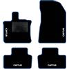 QUEMAR Tappetini Auto compatibili con Renault Captur II dal 2020 anche E-Tech Plug-in Hybrid/Kit Tappeti Moquette e Gomma su Misura (Set 4pz)/ Ricami e Colori Personalizz. (Bordo Blu, 4 Ricami)