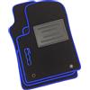 ASC Tappetini Auto Compatibili con Fiat 500 3 Porte 2012-2022, Moquette con Logo Ricamato, Bordo Blu, Bottoni e Battitacco