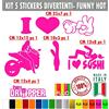 Pimastickerslab Kit Adesivi Divertenti Milf Porn Tette Fake Taxi Love Bang bross brazzer hub Auto Moto Casco Decalcomanie Scegli Colore -cod.1697 (046 Rosa Fluo)