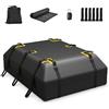 GYMAX 15/21 Piedi Cubi Box da Tetto per Auto, Borsa Tetto Impermeabile per Auto con/senza Portapacchi, Box Bagagli con Tappetino Antiscivolo & 6 Ganci Porta (100 × 130 × 44 cm)