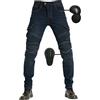 SHUOJIA Pantaloni Da Moto Da Uomo, Jeans Da Motociclista Fuoristrada, Con 4 Imbottiture Protettive Dotati Di Pantaloni Da Pilota Da Corsa (Blue,L)
