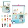 Does not apply Carrello Gelati Bambini in Legno Con 15 Accessori, 6 Gelati Giocattolo, Gelatier