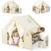 6 in 1 Tenda per Bambini Con Casetta in Legno, Tavolino, Seida, Lavagna, 6 Scato