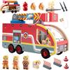 Camion Dei Pompieri in Legno - Giocattolo Educativo Magnetico per Bambini 2+ Ann