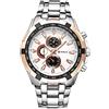 Curren 8023 Orologio sportivo da uomo, impermeabile, in acciaio inossidabile, al quarzo, Oro rosa argento bianco