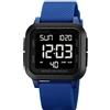 BIEWO Orologio da uomo, quadrato, luminoso, impermeabile, in acciaio inox, elettronico, per studenti e adulti, Blu-B, Moderno