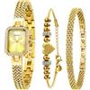 BERNY Orologio Oro per Donna Petite Bracciale Cassa Accenta Diamante 3ATM Impermeabile Orologi Minimalisti Donna e Bracciale Set