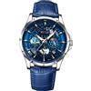 RUIGE Star Ocean, orologio al quarzo da uomo, multifunzione, con calendario e fasi lunari, alla moda, per il tempo libero, luce notturna, N3, Blu