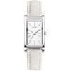carlien Orologio da donna al quarzo, elegante, rettangolare, con cinturino in pelle e corona di cristallo blu, Y Argento Bianco, Moda, classica, semplice