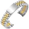 ROUHO Acciaio Inossidabile Cinturino Orologio Catena Chiusura Deployante Ricambio Bracciale Orologio per Rolex Oyster Perpetual Datejust-Argento Oro 17mm